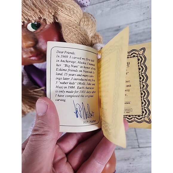 Vintage NABER KIDS Doll WOOD CHIPS & RESIN Sissi Rare COA ATTACHED Toddler 18" - Picture 6 of 11